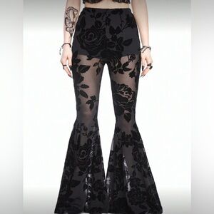 Goth Whimsical Fairy 70’s Flocked Velvet Floral Set